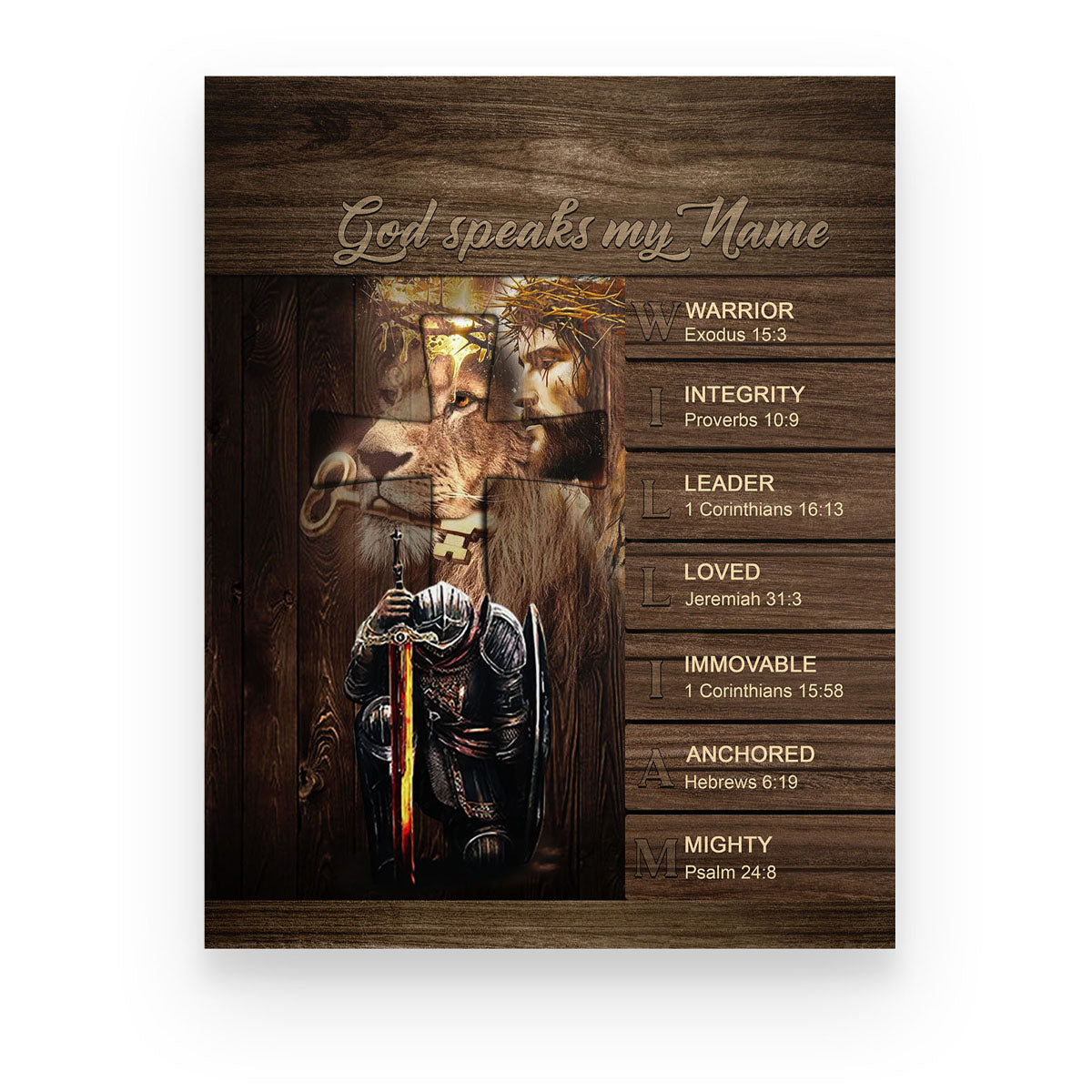 Personalized Christian Wall Art – ‘God Speaks My Name’ Poster with Bible Verses | Custom Name & Skin Tone | Each Letter Represents a Word from God