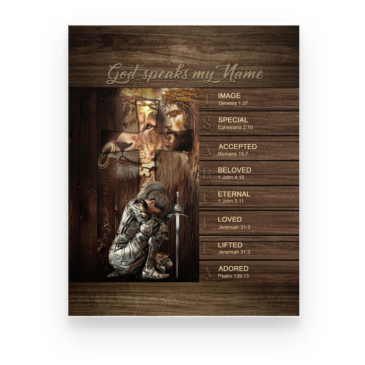 Personalized Christian Wall Art – ‘God Speaks My Name’ Poster with Bible Verses | Custom Name & Skin Tone | Each Letter Represents a Word from God