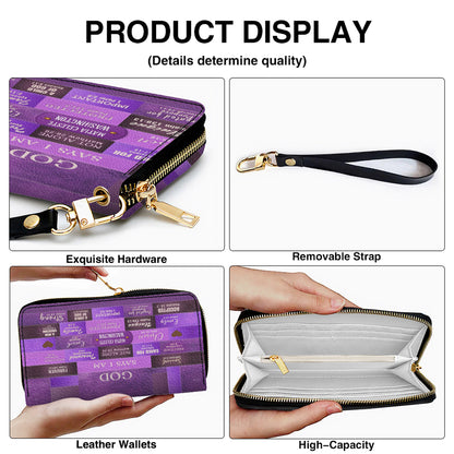 Personalized Leather Handbag & Long Wallet Set – GOD Says I Am Christian Gift for Women