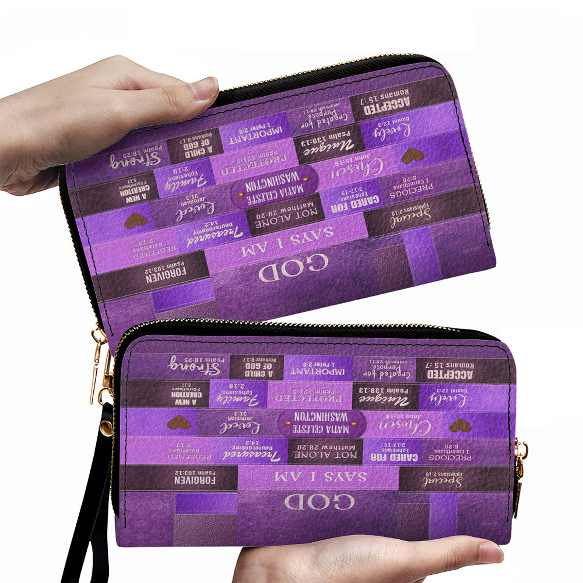 Personalized Leather Handbag & Long Wallet Set – GOD Says I Am Christian Gift for Women