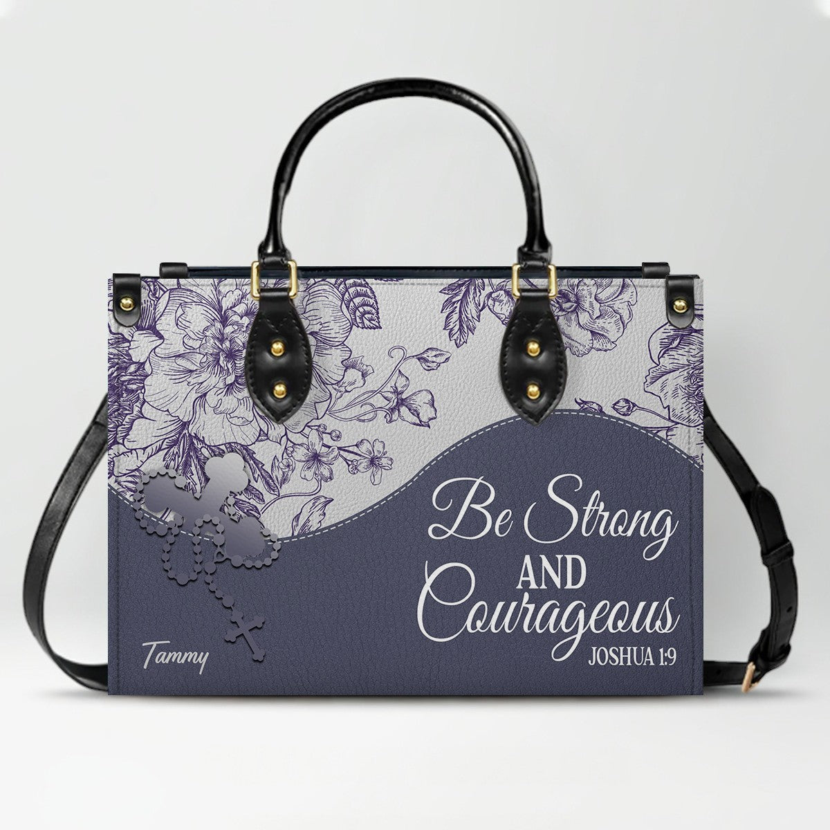 Christian Personalized Leather Handbag Flower for Women – Custom Name & Scripture | CHRISTIANARTBAG