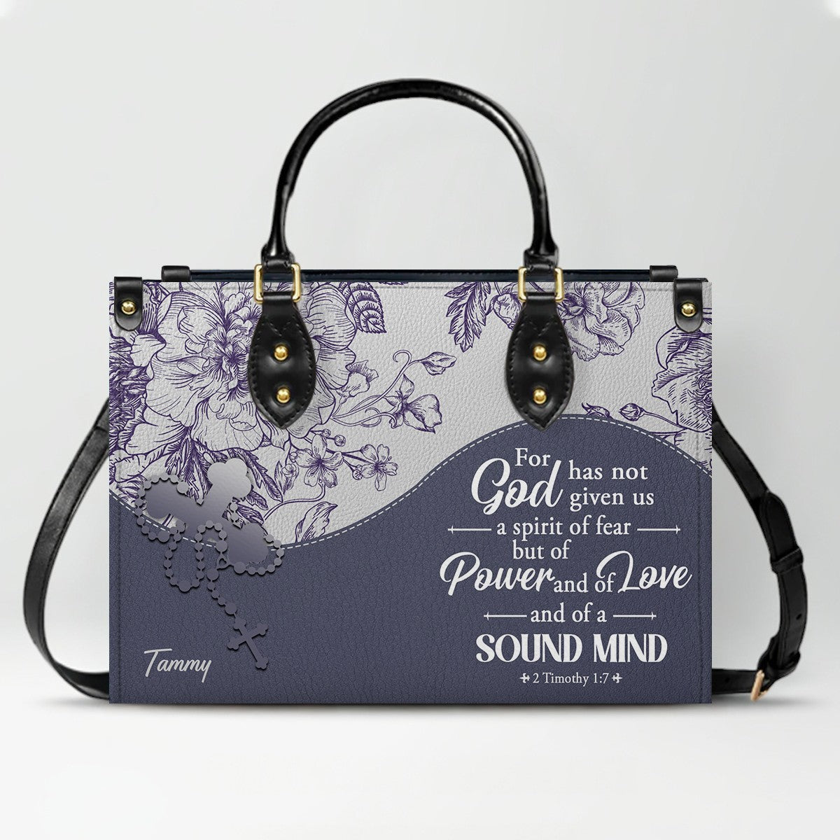 Christian Personalized Leather Handbag Flower for Women – Custom Name & Scripture | CHRISTIANARTBAG