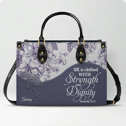 Christian Personalized Leather Handbag Flower for Women – Custom Name & Scripture | CHRISTIANARTBAG