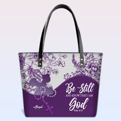 Personalized Christian Leather Tote Bag – Custom Name, Color & Bible Verse | CHRISTIANARTBAG