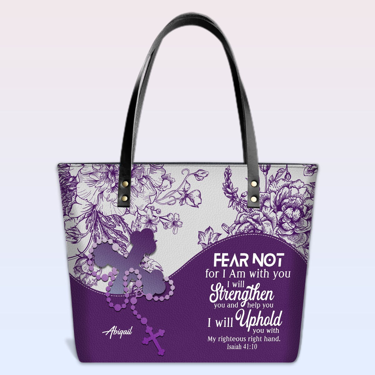 Personalized Christian Leather Tote Bag – Custom Name, Color & Bible Verse | CHRISTIANARTBAG