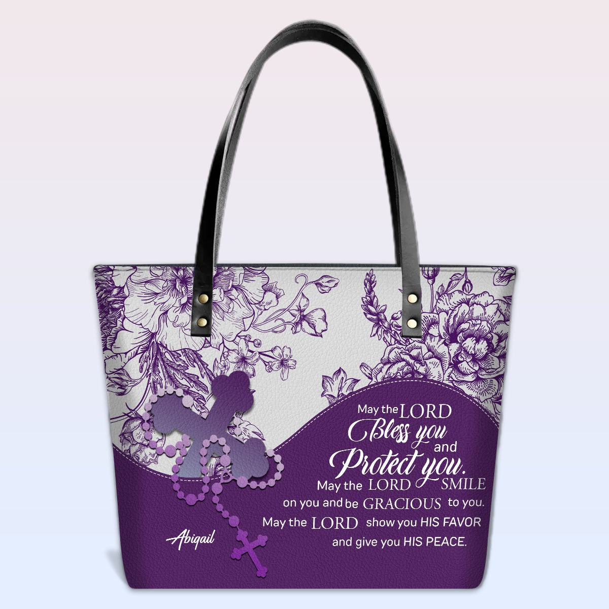 Personalized Christian Leather Tote Bag – Custom Name, Color & Bible Verse | CHRISTIANARTBAG