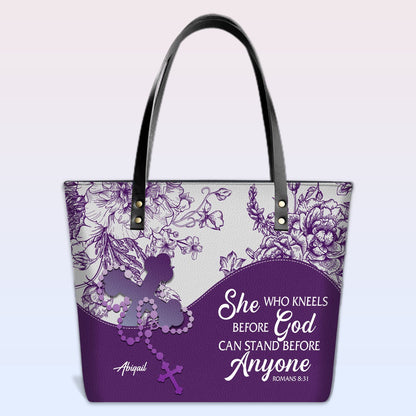 Personalized Christian Leather Tote Bag – Custom Name, Color & Bible Verse | CHRISTIANARTBAG