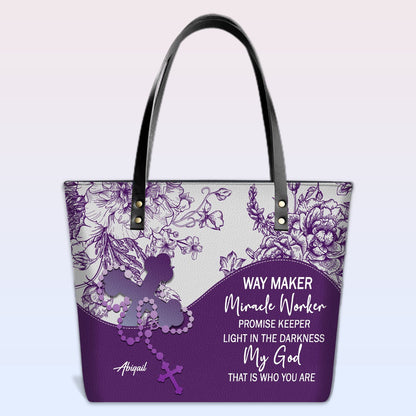 Personalized Christian Leather Tote Bag – Custom Name, Color & Bible Verse | CHRISTIANARTBAG