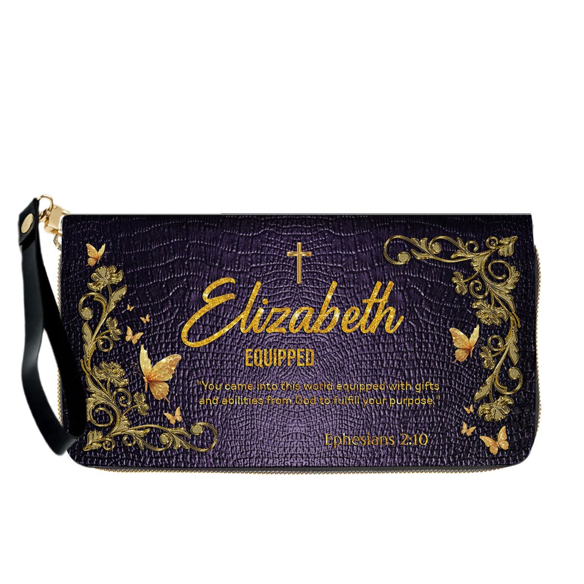 Personalized Christian Leather Handbag with Free Clutch – Custom Name & Bible Verse Meaning – Luxury Faith Gift for Women