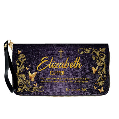 Personalized Christian Leather Handbag with Free Clutch – Custom Name & Bible Verse Meaning – Luxury Faith Gift for Women