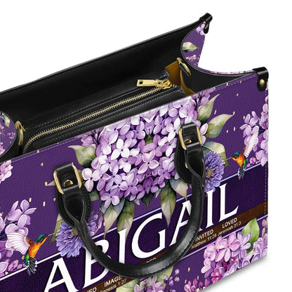 Christianartbag Handbags- Uncover the sacred meaning of your name - Leather Handbag Purple - Personalized Bags - Gifts for Women - Christmas Gift - CABLTB02271024.