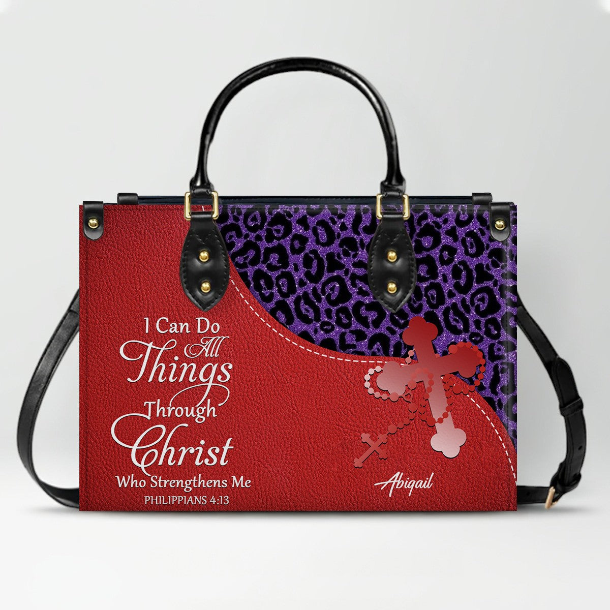 Personalized Christian Leather Handbag with Custom Bible Verse – Leopard Print Faith Purse Gift for Women by CHRISTIANARTBAG
