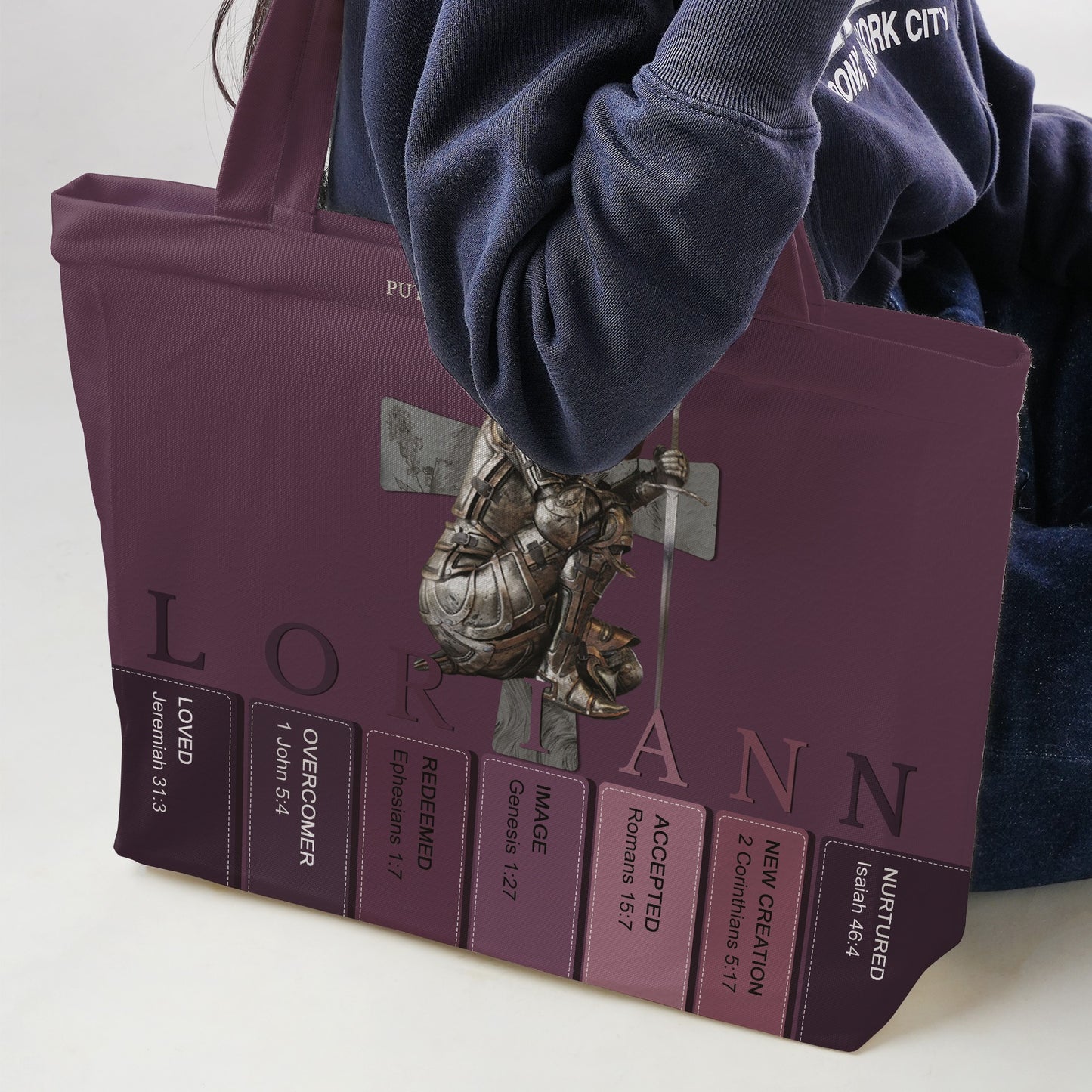 Personalized Christian Tote Bag with Bible Verses – Custom Name & Skin Tone | CHRISTIANARTBAG