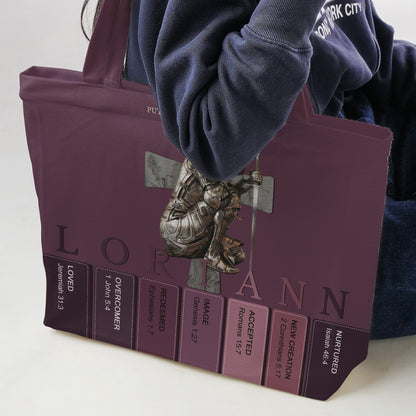 Personalized Christian Tote Bag with Bible Verses – Custom Name & Skin Tone | CHRISTIANARTBAG