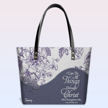 Personalized Christian Red Leather Tote Bag Luxury with Bible Verses – Custom Name & Color Handbag by CHRISTIANARTBAG