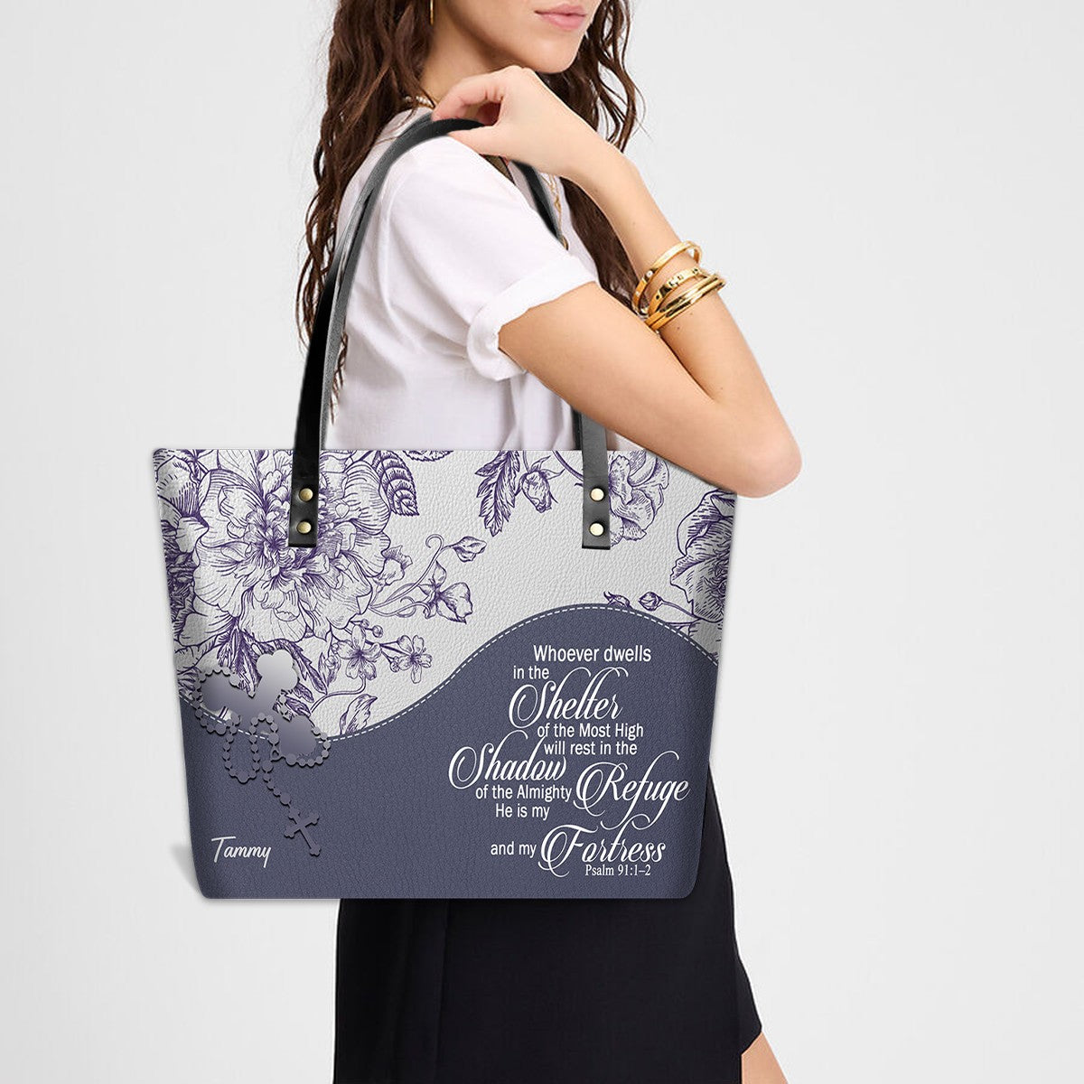 Personalized Christian Red Leather Tote Bag Luxury with Bible Verses – Custom Name & Color Handbag by CHRISTIANARTBAG