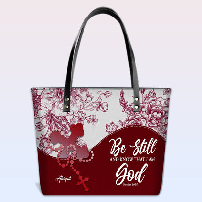 Personalized Christian Leather Tote Bag – Custom Name, Color & Bible Verse | CHRISTIANARTBAG