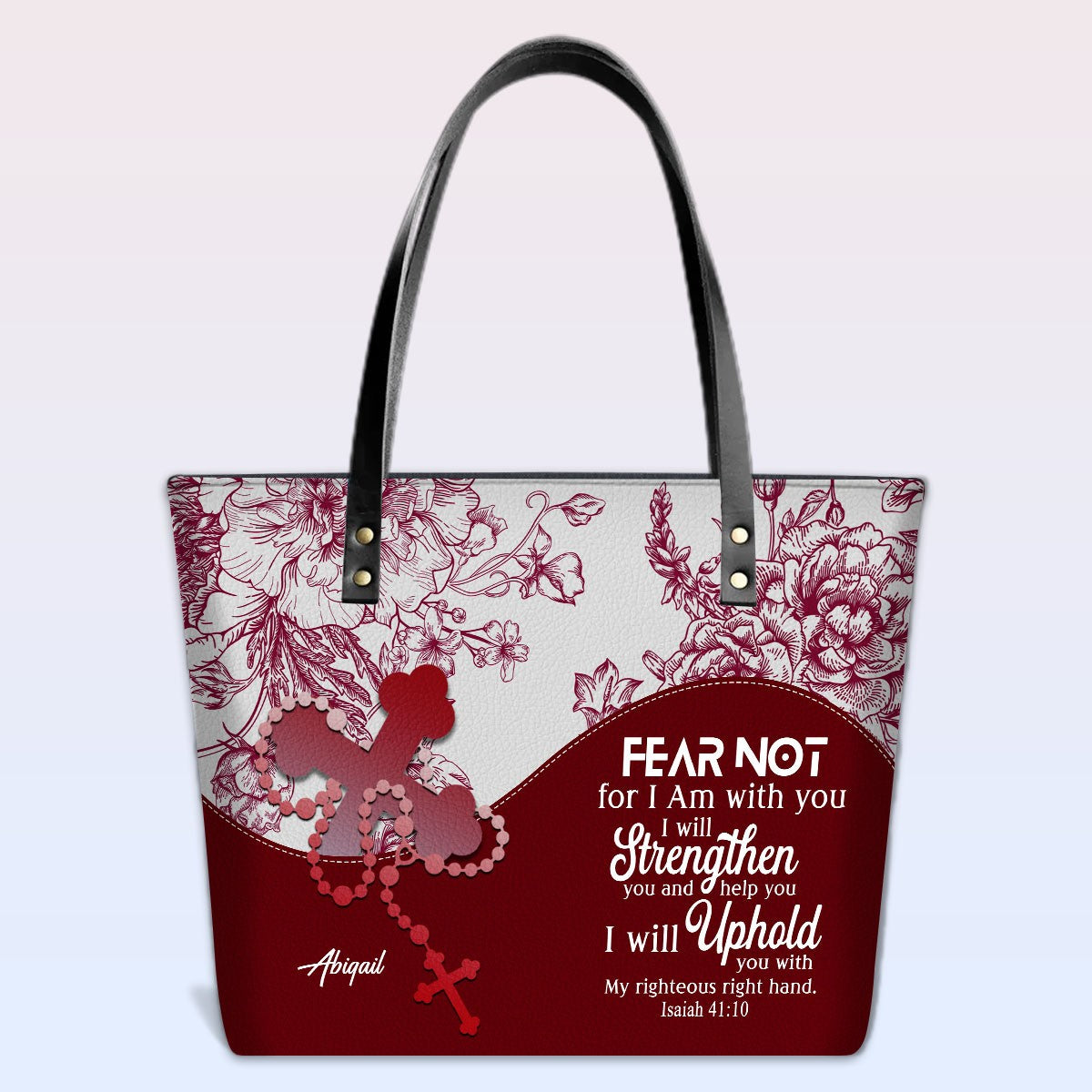 Personalized Christian Leather Tote Bag – Custom Name, Color & Bible Verse | CHRISTIANARTBAG