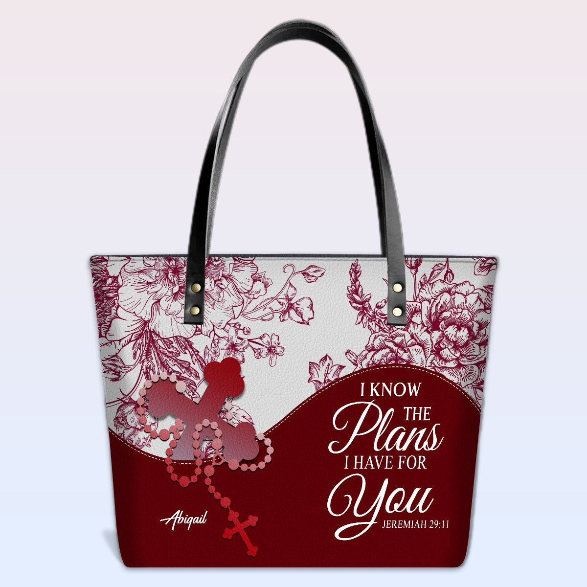 Personalized Christian Leather Tote Bag – Custom Name, Color & Bible Verse | CHRISTIANARTBAG