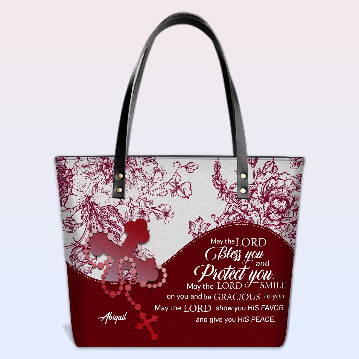 Personalized Christian Leather Tote Bag – Custom Name, Color & Bible Verse | CHRISTIANARTBAG