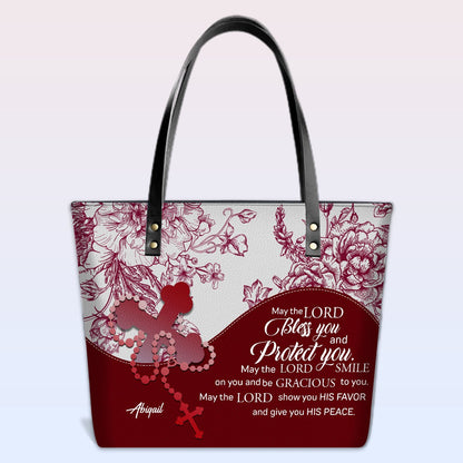 Personalized Christian Leather Tote Bag – Custom Name, Color & Bible Verse | CHRISTIANARTBAG