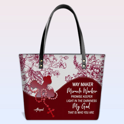Personalized Christian Leather Tote Bag – Custom Name, Color & Bible Verse | CHRISTIANARTBAG