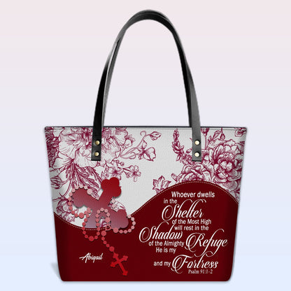 Personalized Christian Leather Tote Bag – Custom Name, Color & Bible Verse | CHRISTIANARTBAG