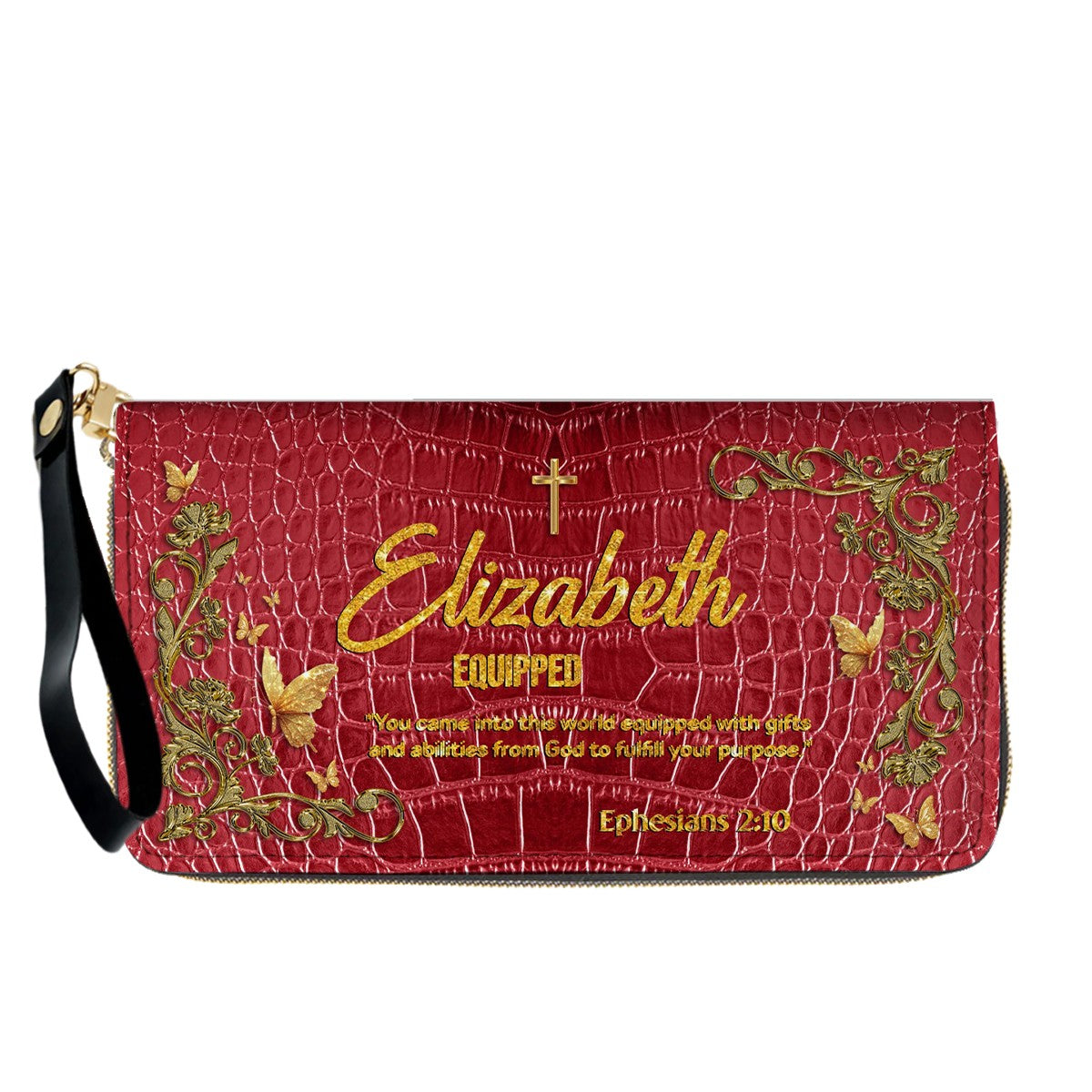 Personalized Christian Leather Handbag with Free Clutch – Custom Name & Bible Verse Meaning – Luxury Faith Gift for Women