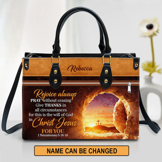 Christianartbag Handbags, Rejoice Always Pray Without Ceasing Leather Bags, Personalized Bags, Gifts for Women, Christmas Gift, CABLTB01300723. - Christian Art Bag