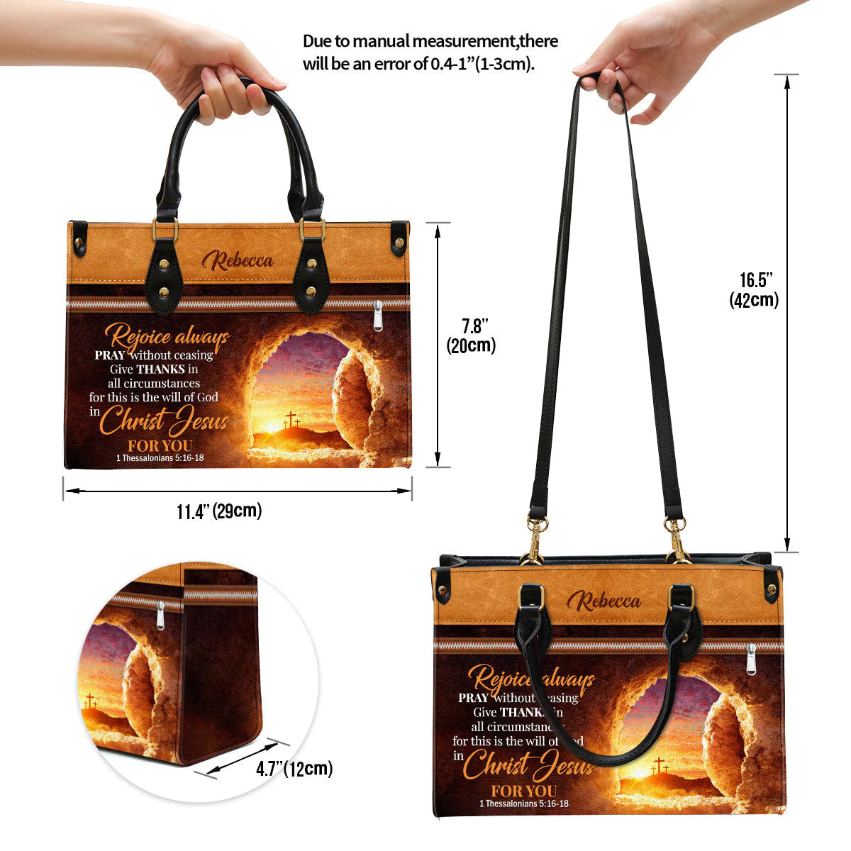 Christianartbag Handbags, Rejoice Always Pray Without Ceasing Leather Bags, Personalized Bags, Gifts for Women, Christmas Gift, CABLTB01300723. - Christian Art Bag