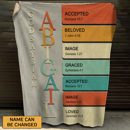 Christianart Personalized Blanket, God Says I Am, Uncover the sacred meaning of your name - Personalized Blanket, CABBK01020724.