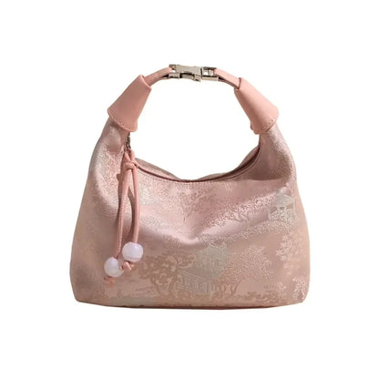CHRISTIANARTBAG Embroidered Oriental-Style Handbag – Elegant Canvas Zipper Purse, Chic Cheongsam-Inspired Accessory for Women
