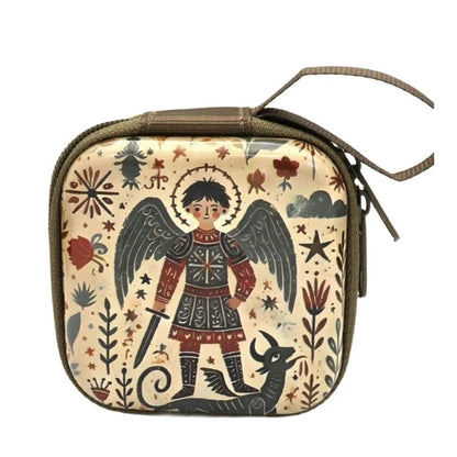 Catholic Rosary Case & Religious Jewelry Storage Box | Mini Square Prayer Bag with Zipper | Christian Icon Coin Purse for Rosary, Medals, and Crosses