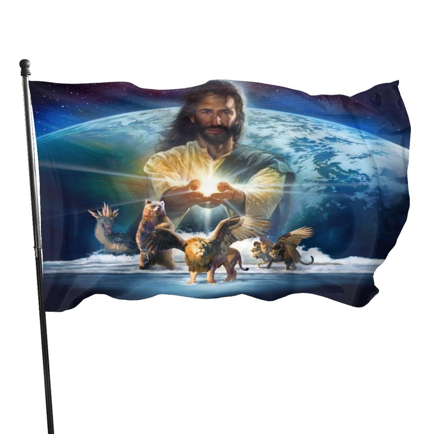 Christianartbag Flag Decor, Christianity JESUS Flag Home Room Dormitory Decoration Outdoor Decor Polyester Banners and Flags Brass Grommets Women Men Gift - Christian Art Bag