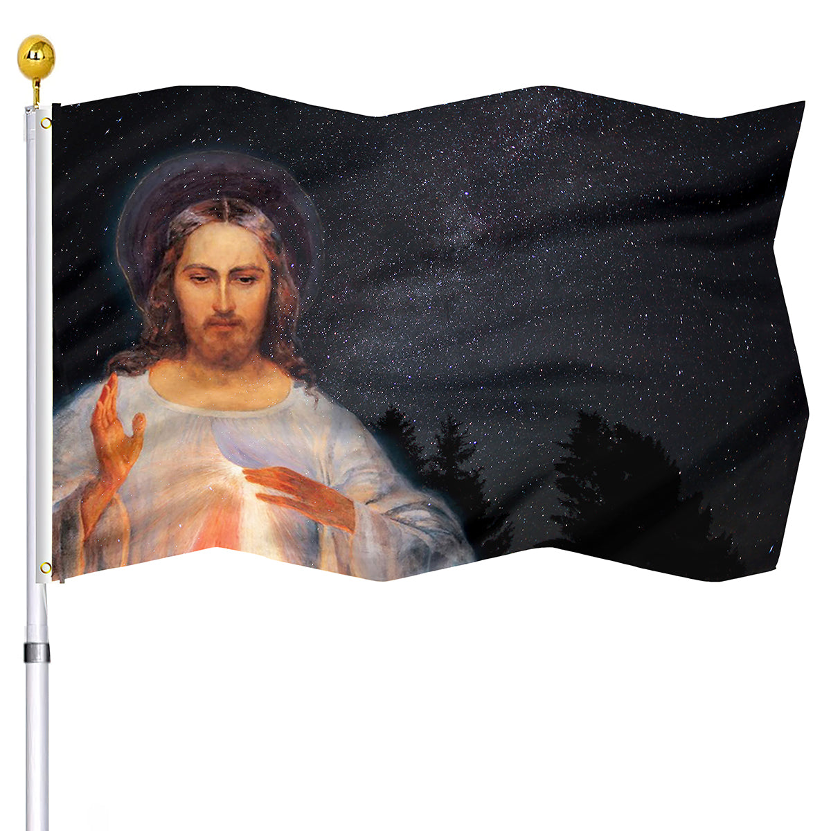 Christianartbag Flag Decor, Christianity JESUS Art Flag Home Room Dormitory Decoration Outdoor Decor Polyester Banners and Flags Brass Grommets Women Men Gift - Christian Art Bag