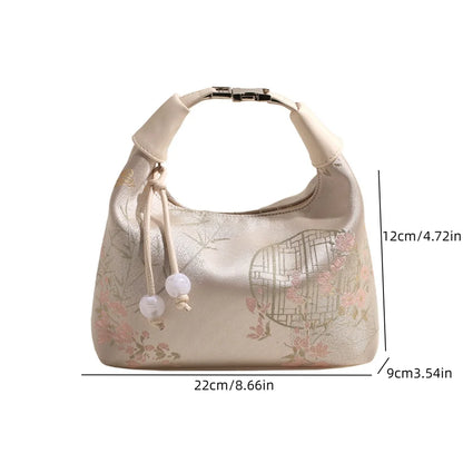 CHRISTIANARTBAG Embroidered Oriental-Style Handbag – Elegant Canvas Zipper Purse, Chic Cheongsam-Inspired Accessory for Women