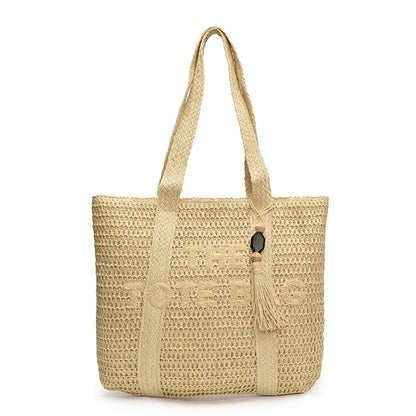 CHRISTIANARTBAG Large Capacity Woven Straw Tote Bag – French Style Summer Beach Vacation Bag, Casual Commuter Shoulder Handbag for Women