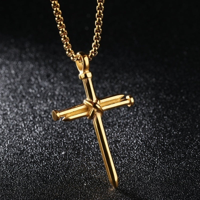 Christianartbag Jewelry, Mens Jewellery Black Stainless Steel Necklace Nail Cross Pendant-Chain Necklace Christian Church Baptism Gift for Men Wholesale,CABJWL06270723 - Christian Art Bag