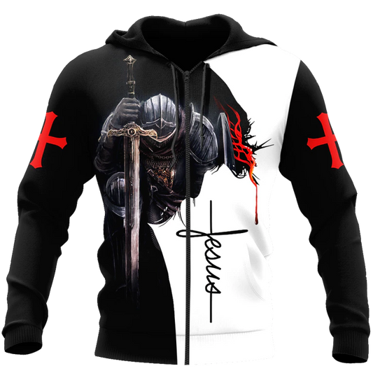 Christianartbag Clothing, Knight Templar Armor Jesus God Guard, Christian 3D T-Shirt, Christian 3D Hoodie, Christian 3D Sweater, Unisex 3D T-Shirt. - Christian Art Bag