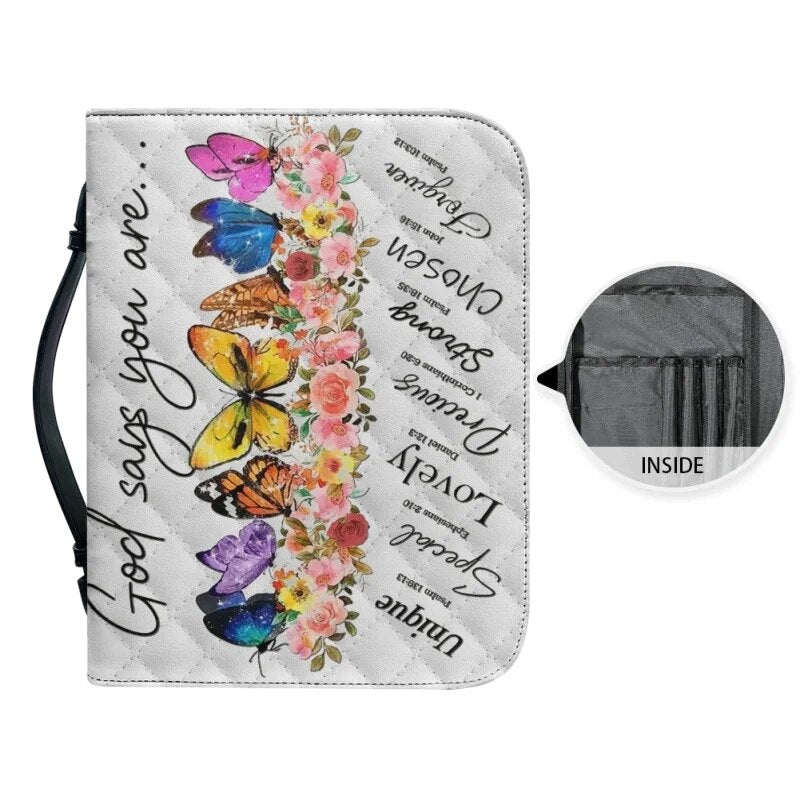 Christianartbag Bible Cover, GOD Says You Are Bible Cover, Personalized Bible Cover, Butterfly Bible Cover, Christian Gifts, CAB03221023. - Christian Art Bag