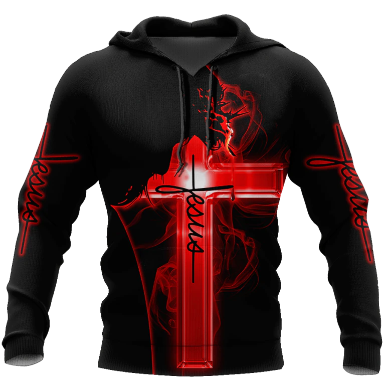 Christianartbag Clothing, Unisex Hoodie Cross and Lion 3D, Christian 3D T-Shirt, Christian 3D Hoodie, Christian 3D Sweater, Personalized Hoodies. - Christian Art Bag