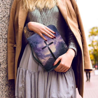 Personalized Bible Cover, Bible bag comes with a portable handle, Waterproof PU Leather Zipper Book Cover Bible Bag Bible Carrying Case M-2XL