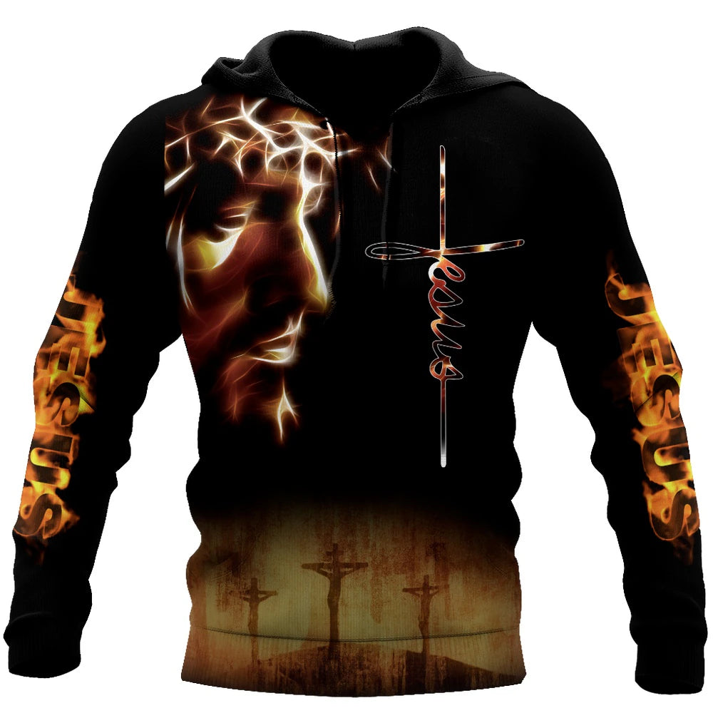 Christianartbag Clothing, Unisex Hoodie Cross and Lion 3D, Christian 3D T-Shirt, Christian 3D Hoodie, Christian 3D Sweater, Personalized Hoodies. - Christian Art Bag