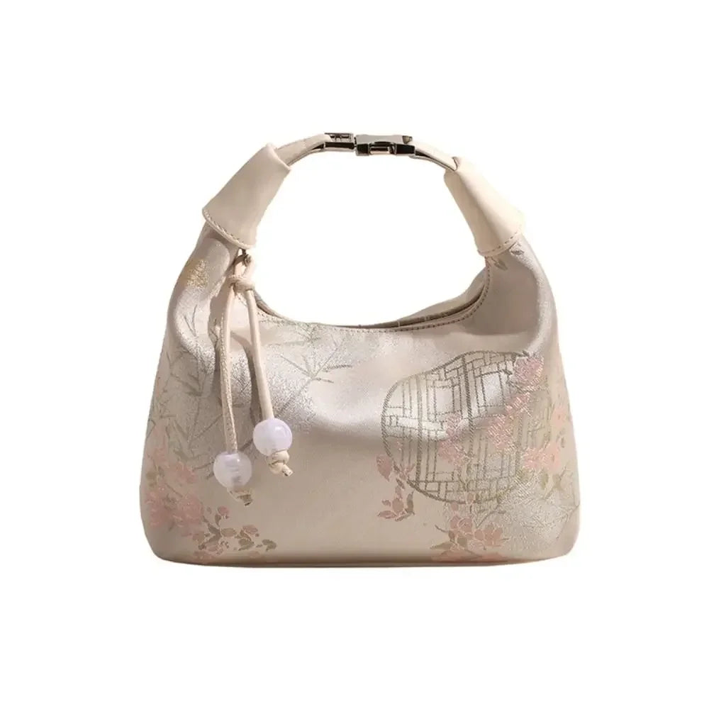 CHRISTIANARTBAG Embroidered Oriental-Style Handbag – Elegant Canvas Zipper Purse, Chic Cheongsam-Inspired Accessory for Women