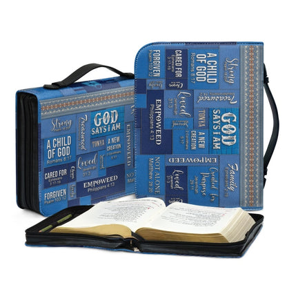 Christianartbag Bible Cover, GOD Says I Am Personalized Bible Cover Blue, Personalized Bible Cover, Purple Bible Cover, Christmas Gift, CABBBCV01240923. - Christian Art Bag