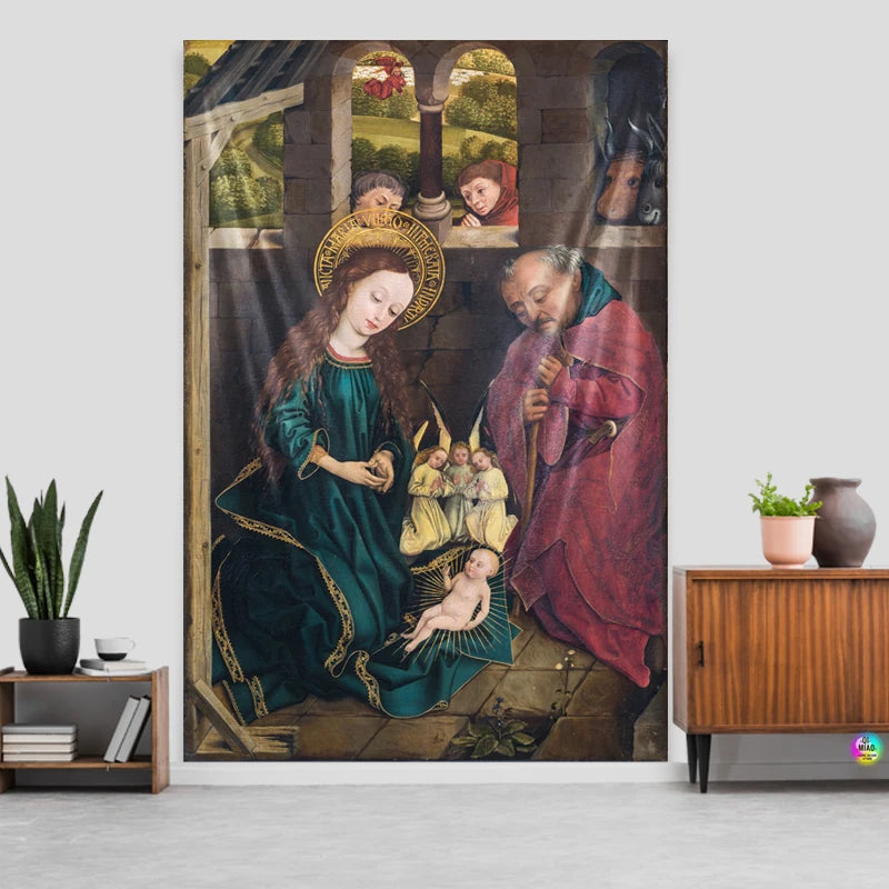 CHRISTIANARTBAG Nativity Scene Tapestry - Religious Wall Hanging Decor for Christmas & Easter