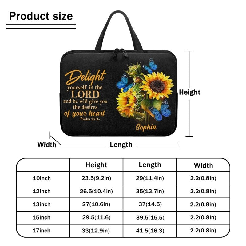 Christianartbag Laptop Bag, Delight Yourself In The Lord Laptop Bag, Personalized Laptop Bag, Laptop Bag, CABLTB07180823. - Christian Art Bag