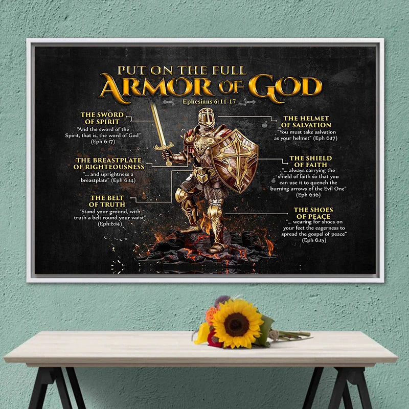 Christianartbag Home Decor, Put On The Full Armor Of God Poster Prints For Home Decor Warrior of God Religious Jesus Christian Canvas Painting Wall Art - Christian Art Bag