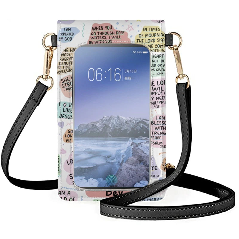 Christianartbag Phone Bag, Bible Daily Affirmations Personalized Phone Bag, Personalized Phone Bag, Leather Phone Bags, Phone Bags Crossbody, CABPB01210823. - Christian Art Bag