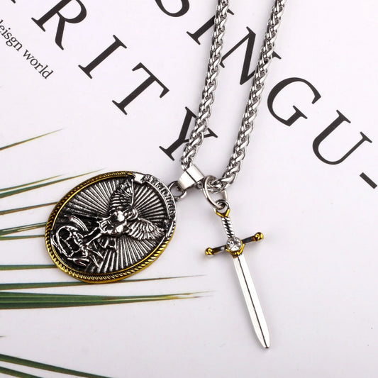 St. Michael The Archangel Necklace - Catholic Patron Saint Protection Pendant Jewelry for Men & Women